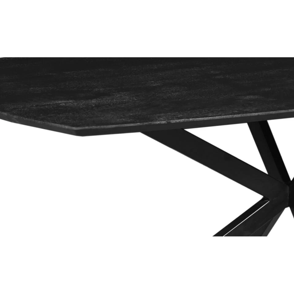 Eettafel Vicenza Black Deens 240x110cm - Mangohout - Zwart - Ovaal - Afbeelding 4