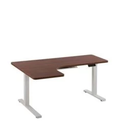 Beliani Verstelbaar Bureau DESTIN - Donkere Houtkleur Spaanplaat