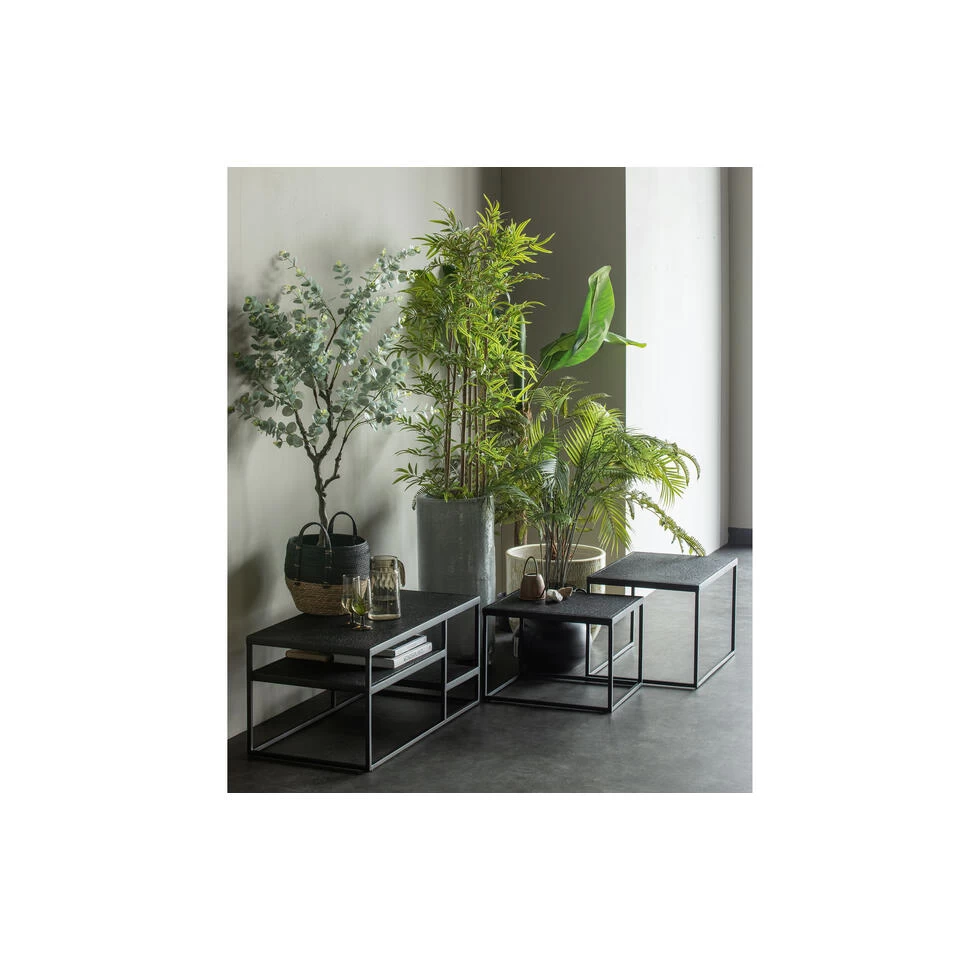 WOOOD Salontafel Buiten Febe - Metaal - Zwart - 40x90x45 - Afbeelding 2