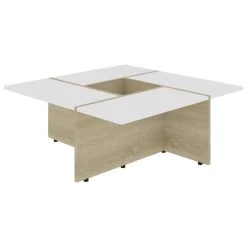 VidaXL Salontafel 79,5x79,5x30 Cm Spaanplaat Wit Sonoma Eikenkleurig