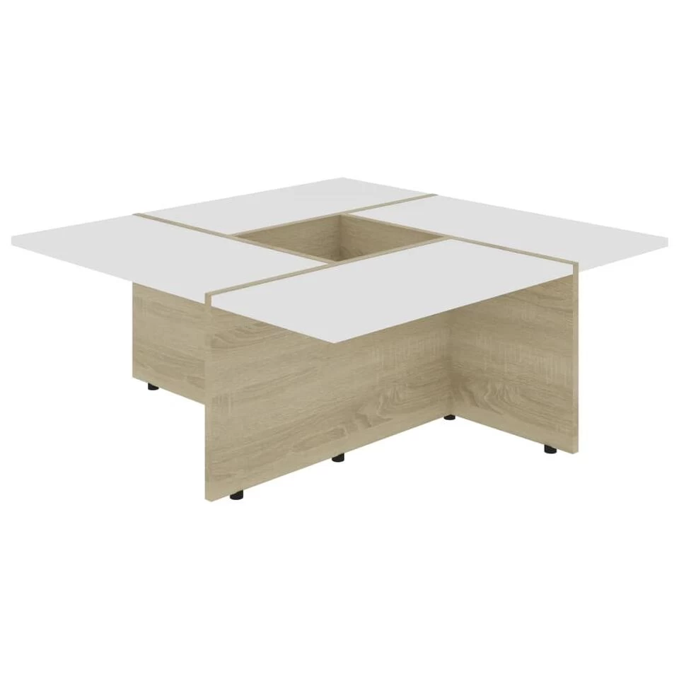VidaXL Salontafel 79,5x79,5x30 Cm Spaanplaat Wit Sonoma Eikenkleurig