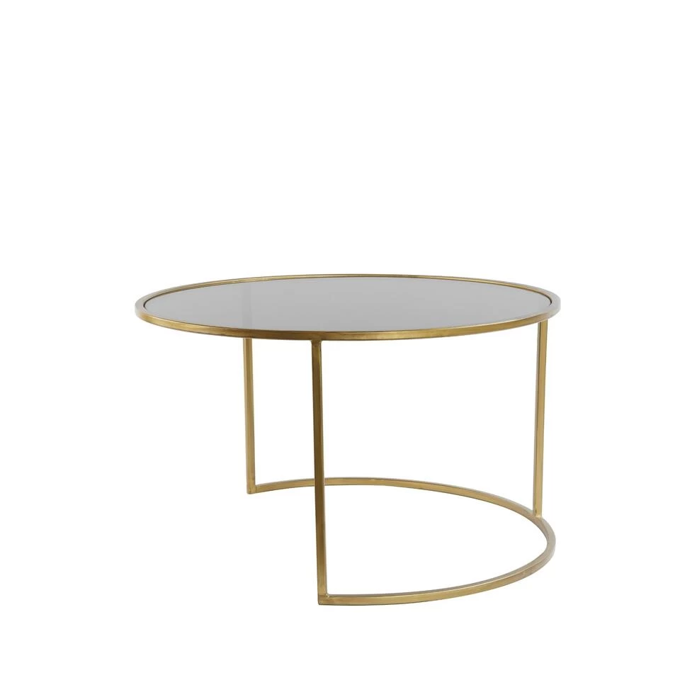 Salontafel Duarte - Smoke Zwart/Goud - Ø65+Ø75cm - Afbeelding 4