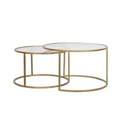 Salontafel Duarte - Glas/Antiek Goud - Ø75+Ø65cm