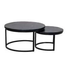 Giga Meubel Salontafel Zwart Set Van 2 - Mangohout - Tafel Sev