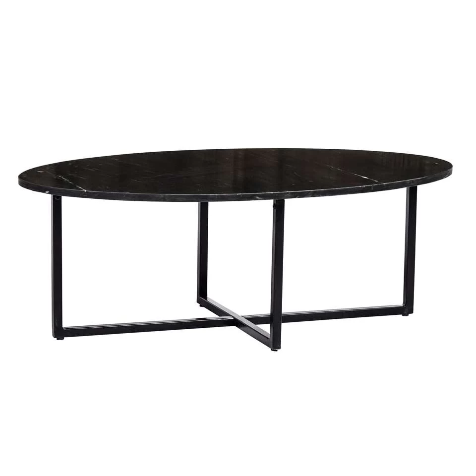 Livingfurn - Salontafel Elize - Ovaal Zwart - 60x100x40 - Marmer - Afbeelding 2
