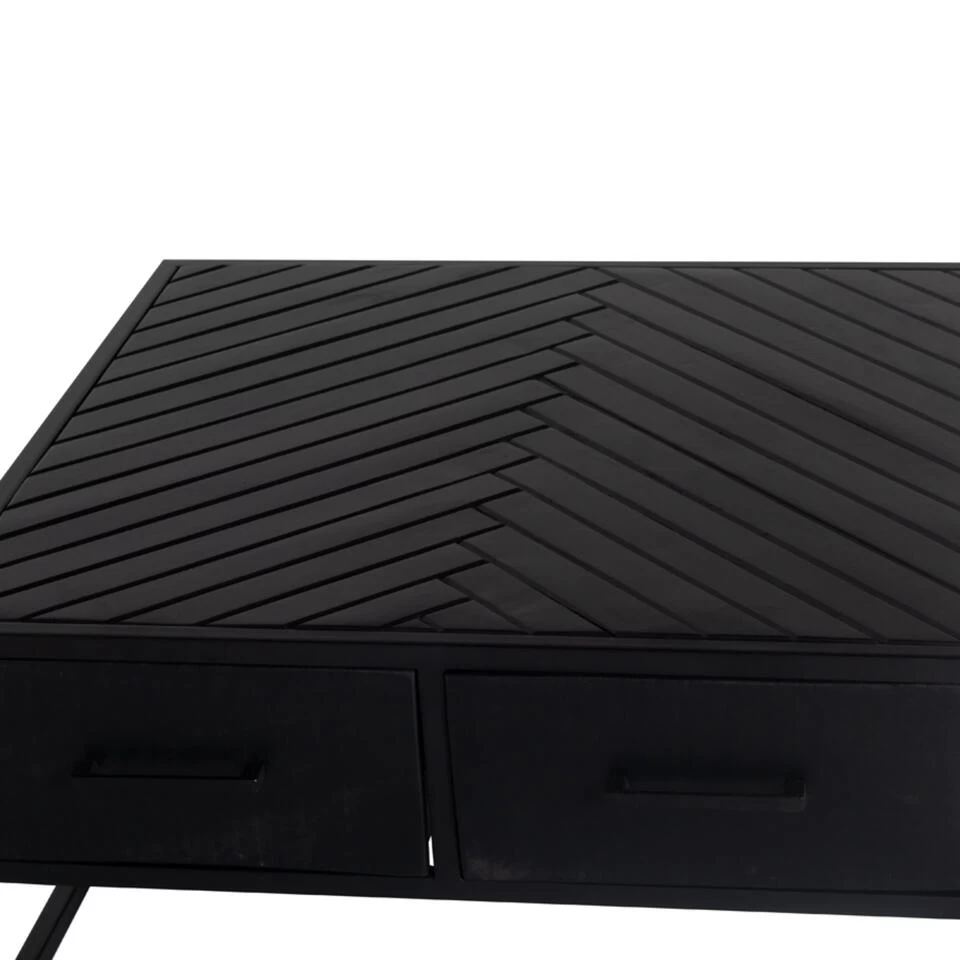 Giga Meubel Salontafel Zwart Mangohout - Visgraat - 80x80x40- Isa - Afbeelding 4