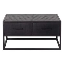 Giga Meubel Salontafel Zwart Mangohout - Visgraat - 80x80x40- Isa