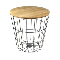 MISOU Bijzettafel Metaal Draadmand Plantentafeltje Voor Binnen Zwart