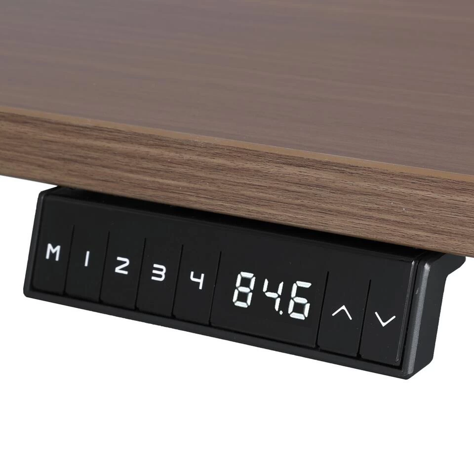 Elektrisch Verstelbaar Bureau - 140x80 Cm - Single Motor - Wit / Donker Eiken - Afbeelding 2