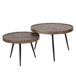 Giga Meubel Salontafel Set Van 2 - Rond - Antiek Brons