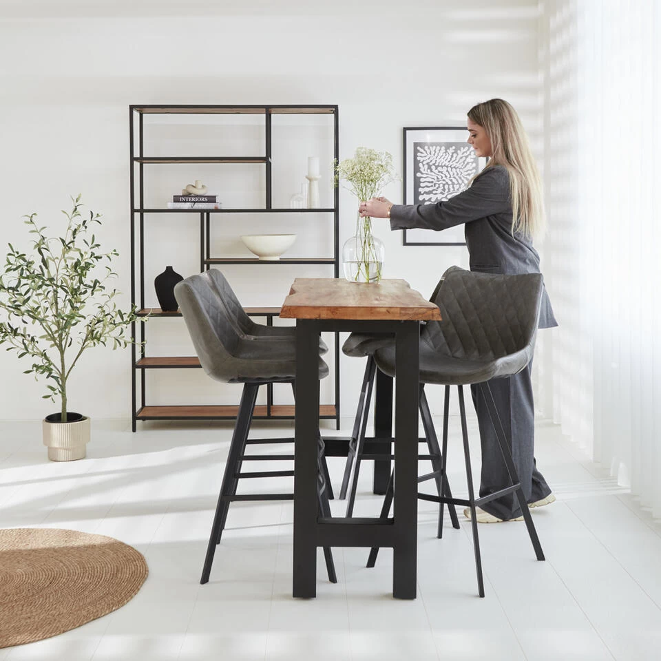 Industriële Bartafel Bruce 150x50 Cm Acaciahout - 50x150x95 Cm - Hout - Bruin - Afbeelding 2