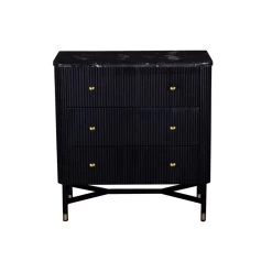 Giga Meubel Nachtkastje Zwart Met Marmer - Japandi Style - 75x38x80cm