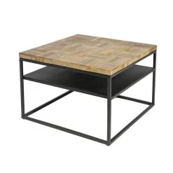 Salontafel Industrieel Vierkant Ruby 80x80 Cm - 80x80x40 Cm - Teakhout - Bruin