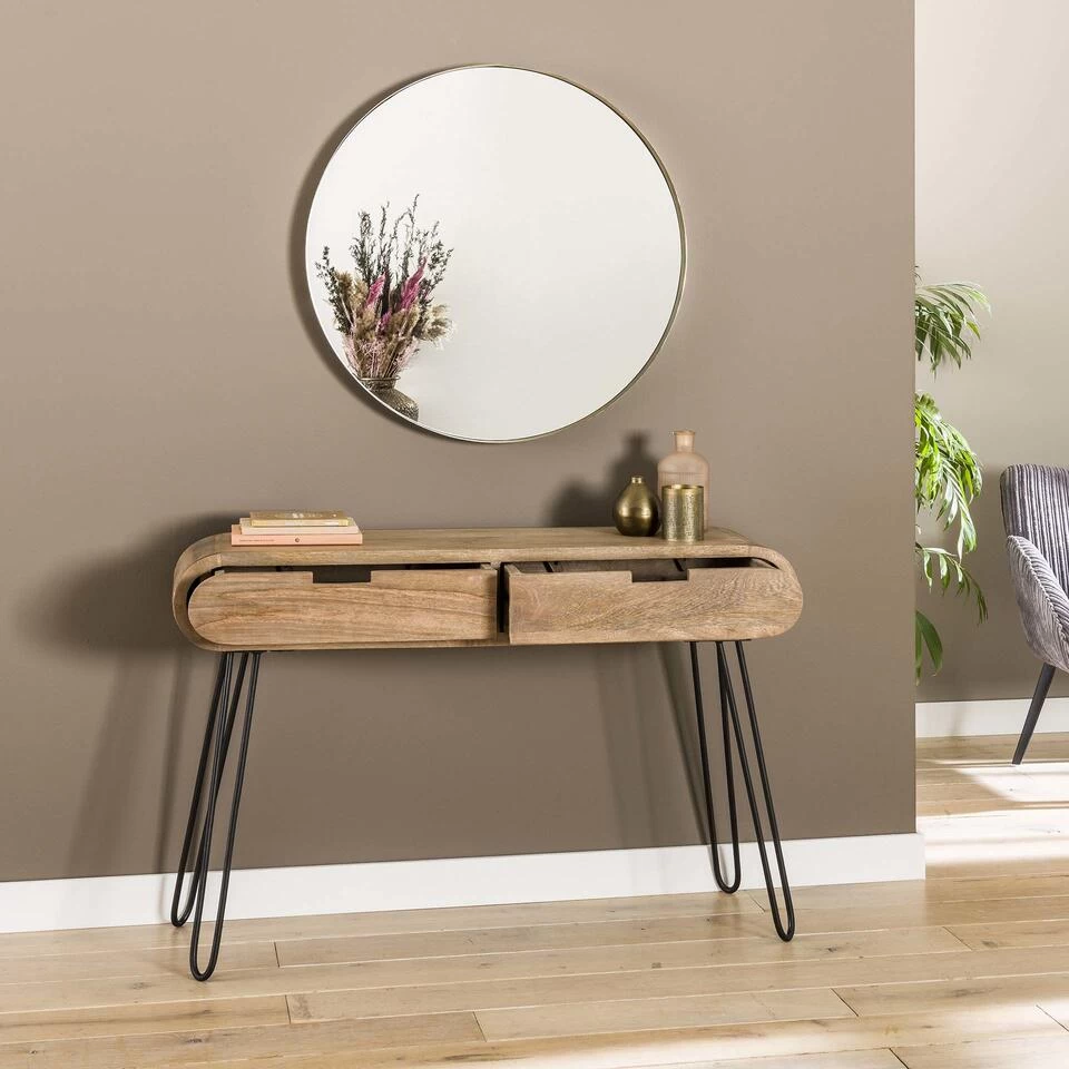 Industriële Sidetable Jasmine 2 Lades Mangohout 30x120x76 Cm Mangohout - Afbeelding 4