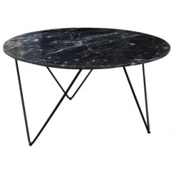 Giga Meubel Eettafel Rond Zwart Marmer - 140x140x75cm - Tafel Coco