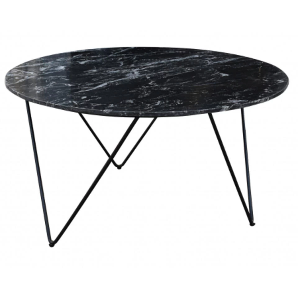 Giga Meubel Eettafel Rond Zwart Marmer - 140x140x75cm - Tafel Coco