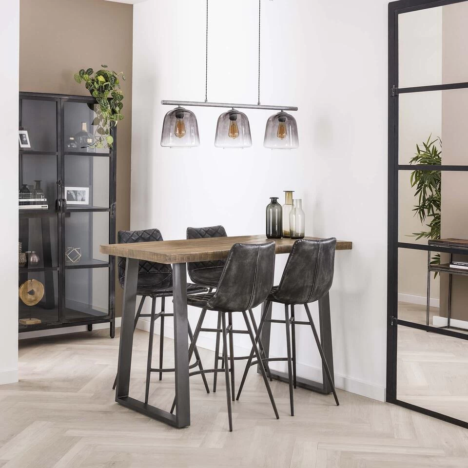 Hoyz - Bartafel Industrieel - Massief Mangohout - Blank - Trapezium - 135x70x92 - Afbeelding 3