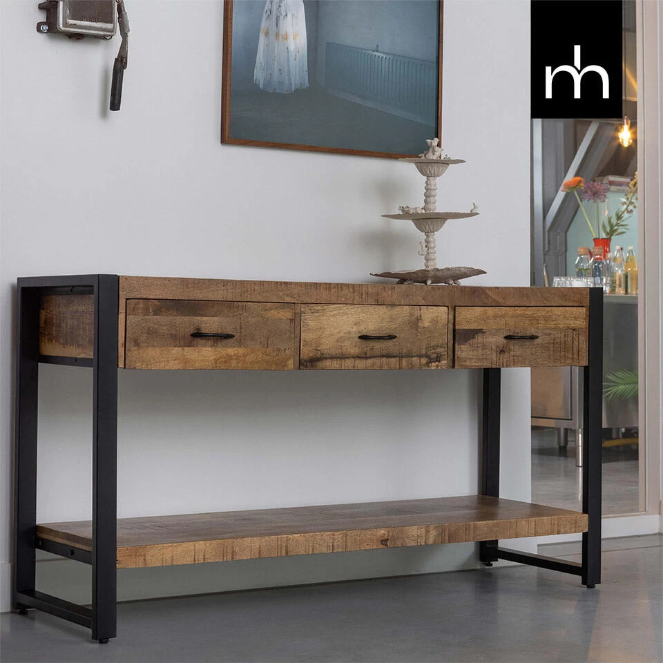 Sidetable Atlanta 3 Lades - Mangohout - Bruin - Rechthoekig - Afbeelding 2