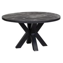 Eettafel Madison Black Ø 140cm - Mangohout - Zwart - Rond
