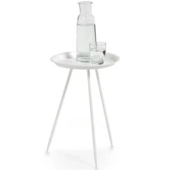 Zeller Bijzettafeltje - Wit - Metaal - Rond - 29 X 44 Cm