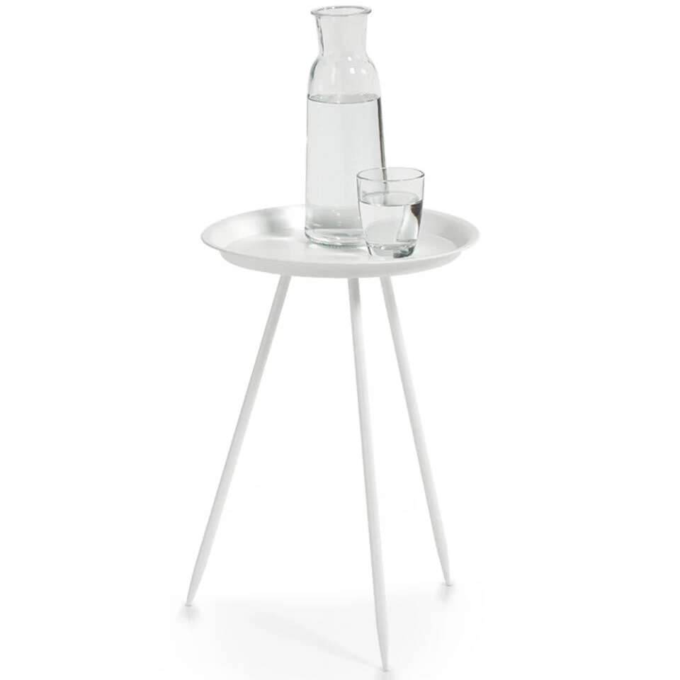 Zeller Bijzettafeltje - Wit - Metaal - Rond - 29 X 44 Cm