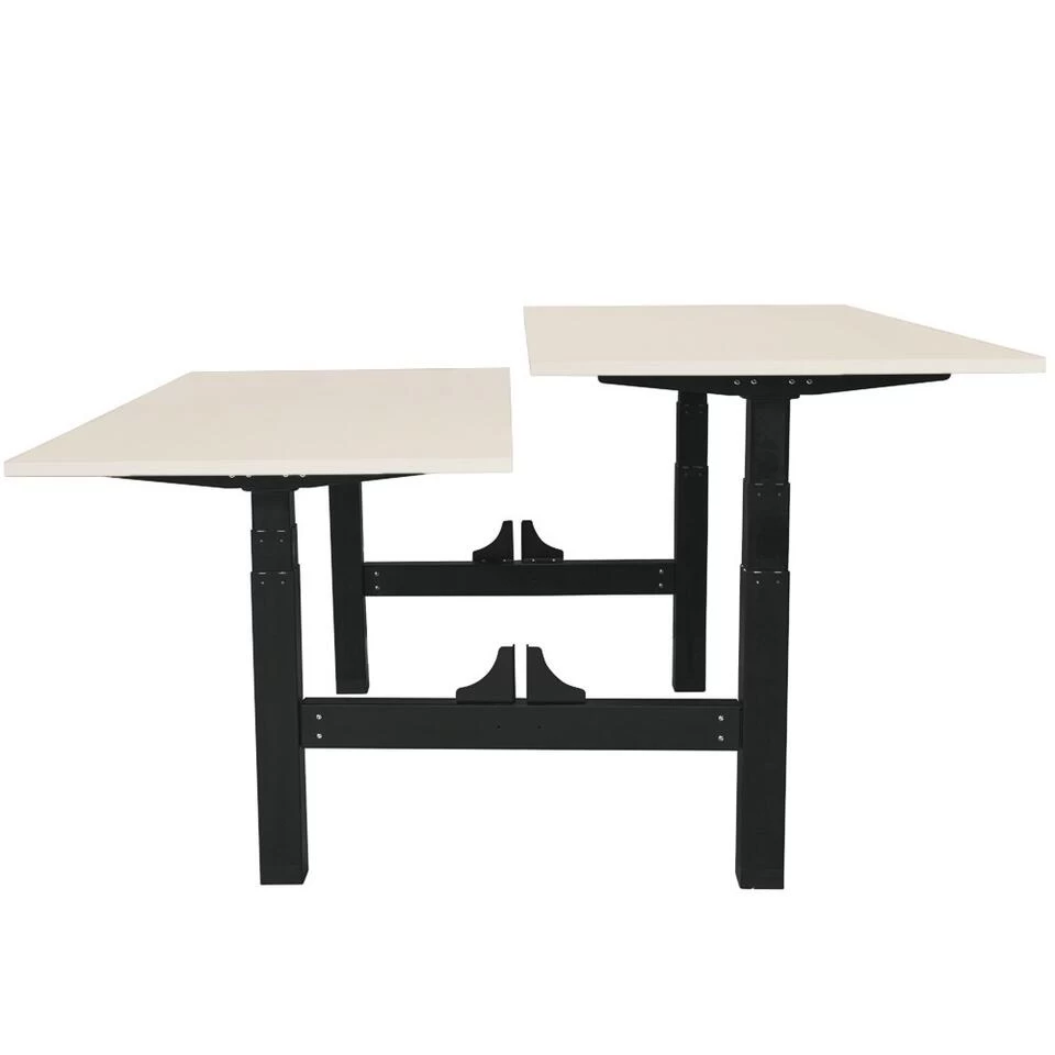 Elektrisch Verstelbaar Duo Bureau - 160x80 Cm - Two Dual Motor - Zwart / Licht - Afbeelding 2