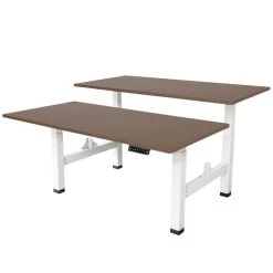 Elektrisch Verstelbaar Duo Bureau - 160x80 Cm - Two Dual Motor - Wit / Donker E