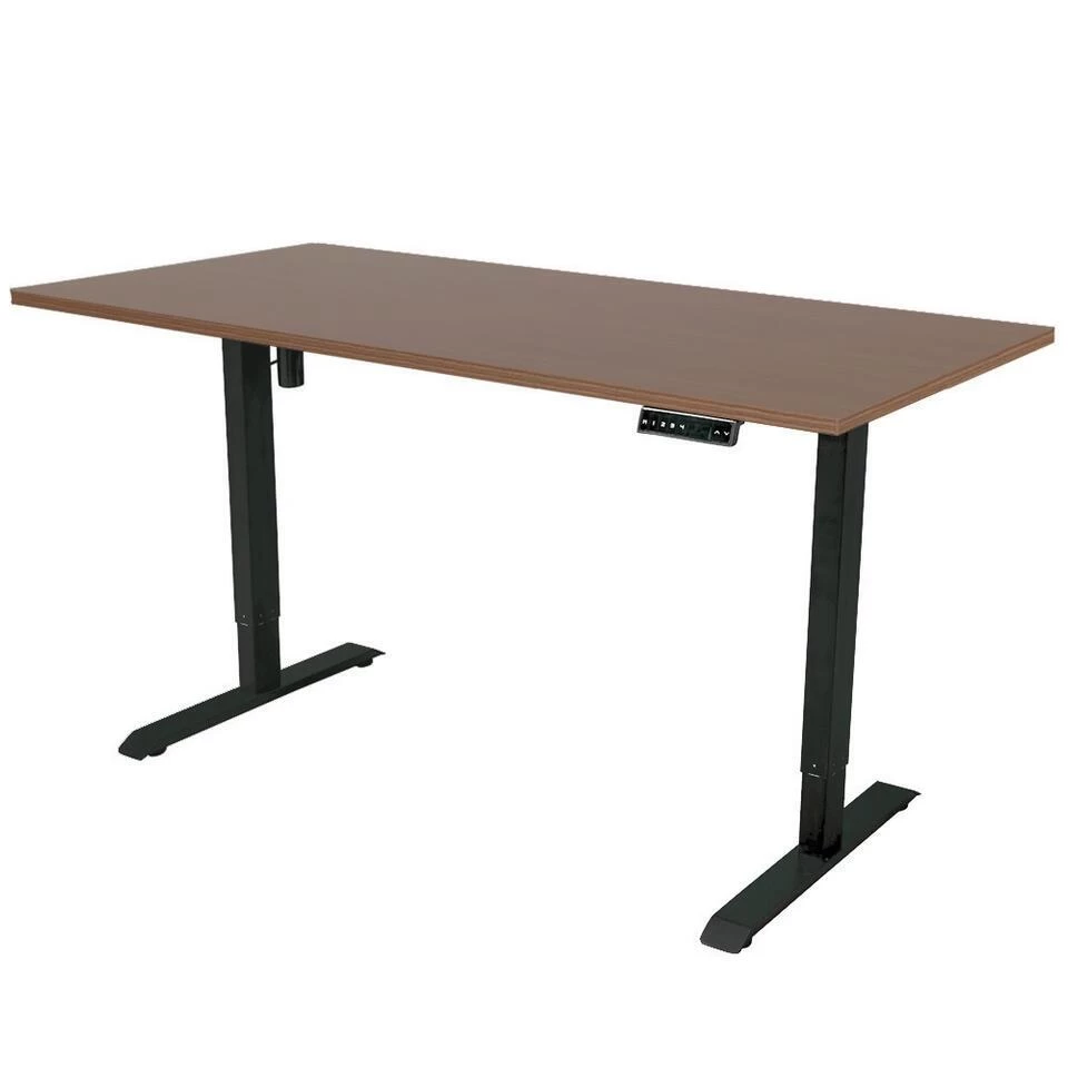 Elektrisch Verstelbaar Bureau - 180x80 Cm - Single Motor - Zwart / Donker Eiken