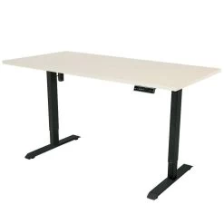 Elektrisch Verstelbaar Bureau - 160x80 Cm - Single Motor - Zwart / Licht Eiken