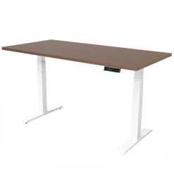 Elektrisch Verstelbaar Bureau - 160x80 Cm - Dual Motor - Wit / Donker Eiken