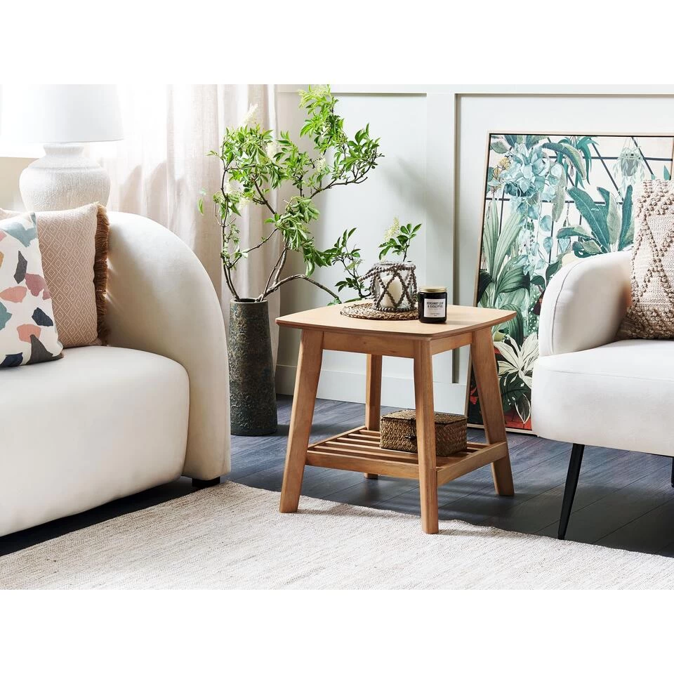 Beliani Bijzettafel TULARE - Lichte Houtkleur Mdf, Rubberhout - Afbeelding 2