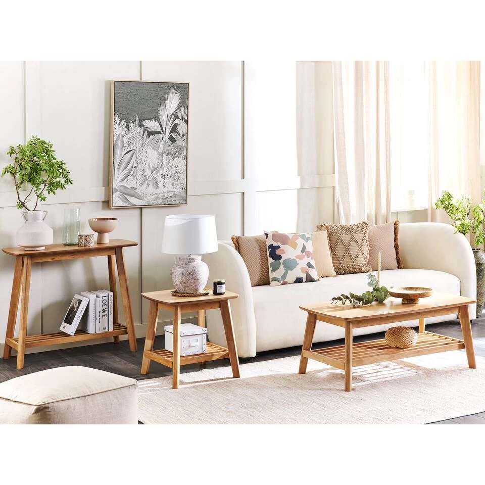 Beliani Bijzettafel TULARE - Lichte Houtkleur Mdf, Rubberhout - Afbeelding 4