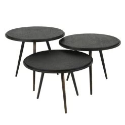 Hoyz - Salontafel Set Van 3 - Rond Metallic - Grijs