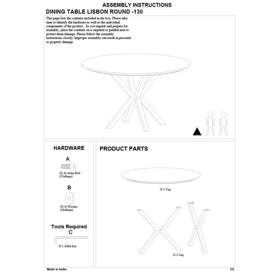 Giga Meubel Eettafel Bruin Rond Mangohout - Ø130cm - Tafel Lissabon - Afbeelding 3