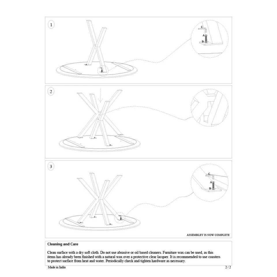 Giga Meubel Eettafel Bruin Rond Mangohout - Ø130cm - Tafel Lissabon - Afbeelding 4