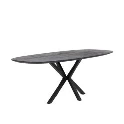 Giga Meubel Eettafel Zwart Ovaal Mangohout - 240cm - Tafel Lissabon