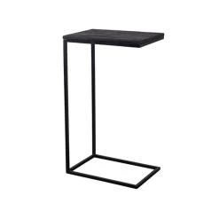 Bijzettafel Sienna Black Set Van 2 - Mangohout - Zwart - Vierkant