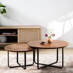 Giga Meubel Salontafel Misty Rond Bruin Set Van 2