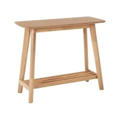 Beliani Consoletafel TULARE - Lichte Houtkleur Mdf, Rubberhout