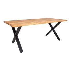 Giga Meubel Eettafel Geolied Eikenhout 200cm - Zwart Onderstel