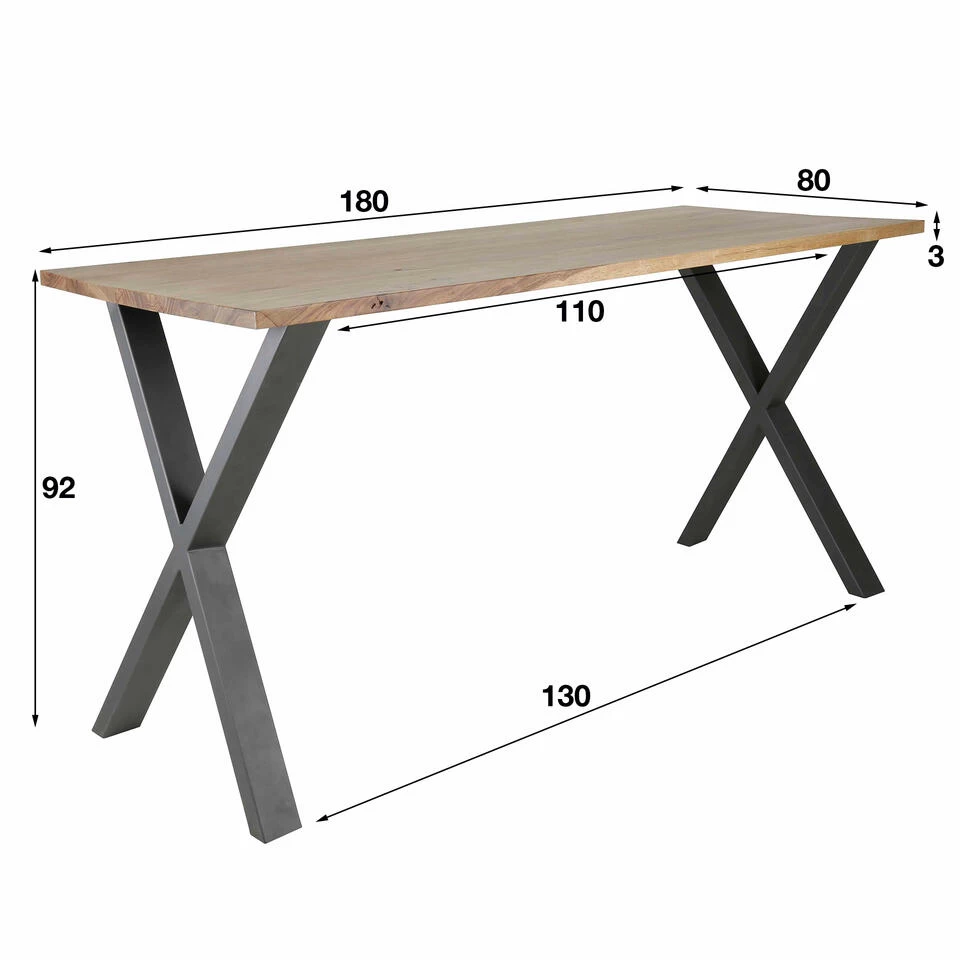 Giga Meubel Bartafel Notenhout Naturel - 180cm - Tafel Daytona - Afbeelding 4