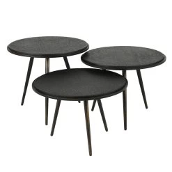 Giga Meubel Salontafel Set Van 3 - Metaal - Zwart - Tafel Metallic
