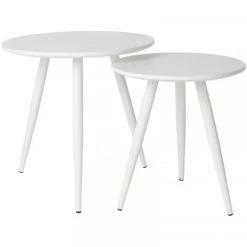 Giga Meubel Bijzettafel Wit Set Van 2 - Metaal - Tafel Daven