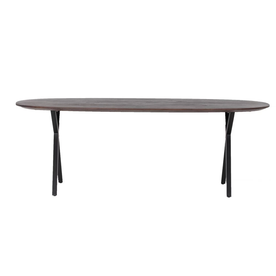 Giga Meubel Eettafel Ovaal 160cm Bruin - Mangohout - Tafel Genève