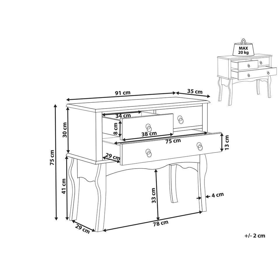Beliani Consoletafel LAMAR - Wit Mdf - Afbeelding 3