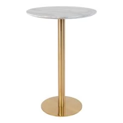 Giga Meubel Bartafel Goud/Wit - MDF - Ø70cm - Tafel Bolzano