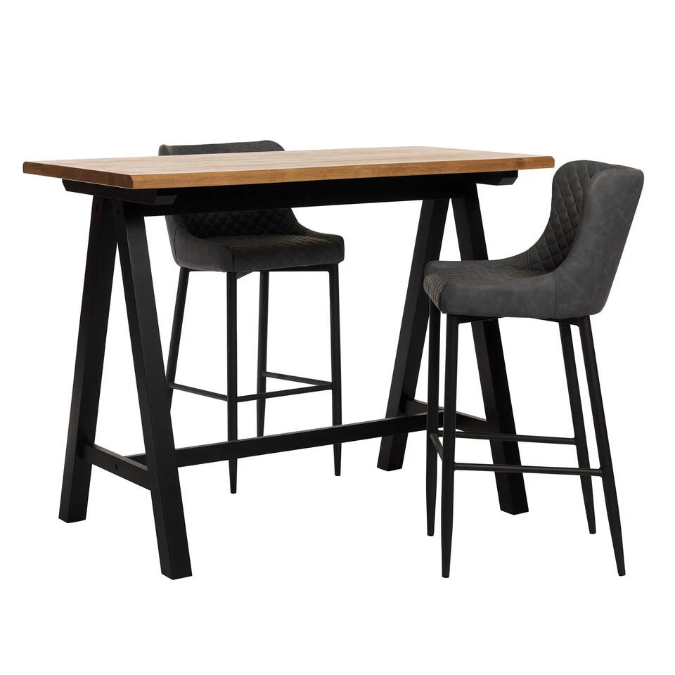 Giga Meubel Bartafel Naturel - 71x140x105cm - Eikenhout - Tafel Oliveto - Afbeelding 4