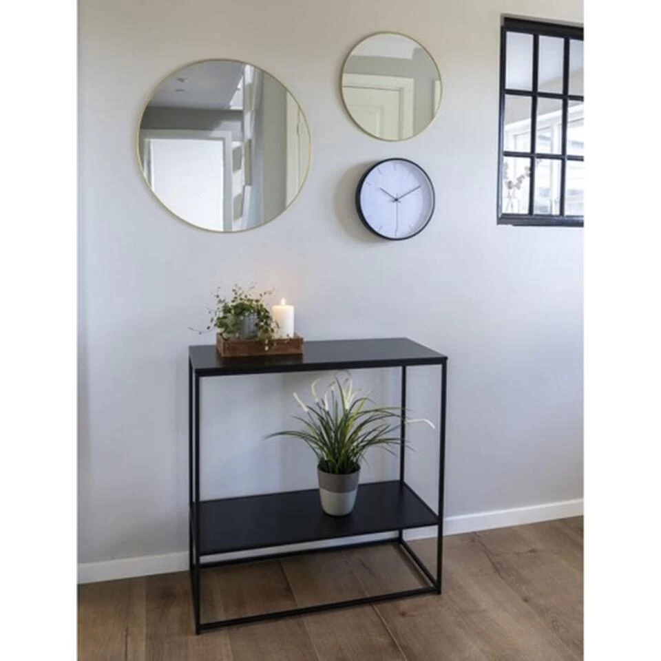 Console Tafel - Met Zwart Frame En Twee Zwarte Planken 80x36x80 Cm - Afbeelding 2