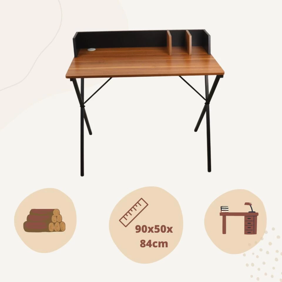 Orange85 Bureau Houtlook MDF 90x50x84cm Hout - Afbeelding 2