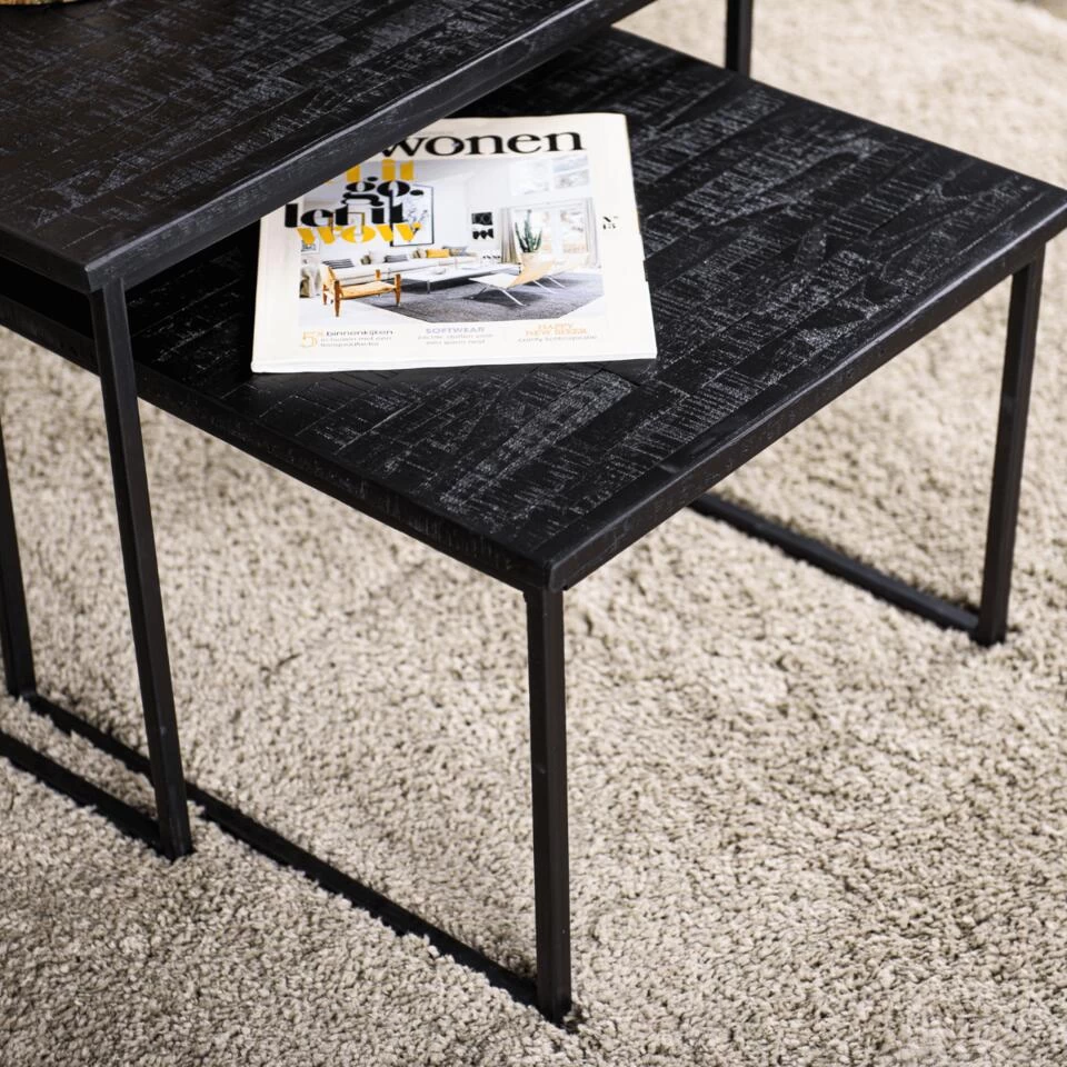 Laro Salontafel Teakhout - Hout - Zwart - Afbeelding 3